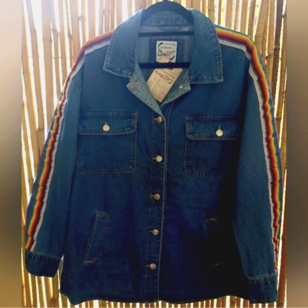 🔥NWT $99 SHACKET Open Pocket Denim Shirt Jacket Button Up  size L and XL